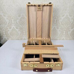 Portable Wooden Art Box Easel in Natural Wood